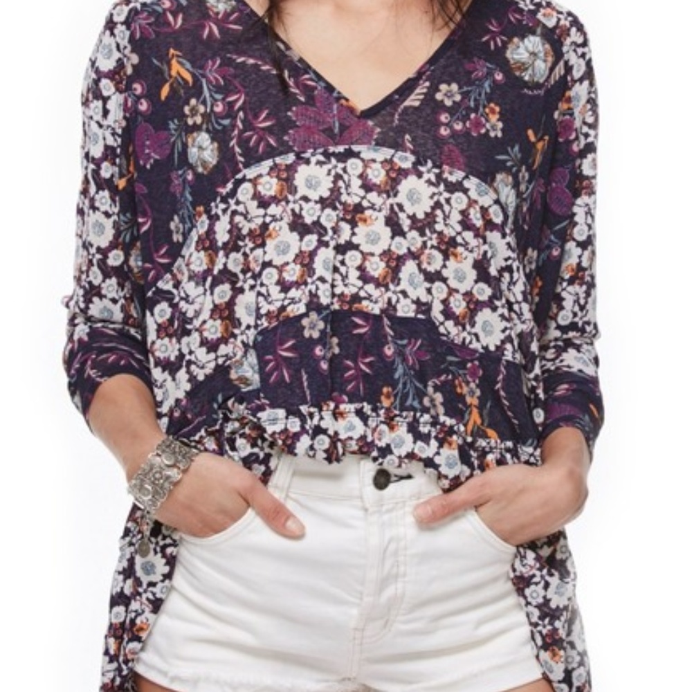 Free People Isabelle Floral Boho Blouse